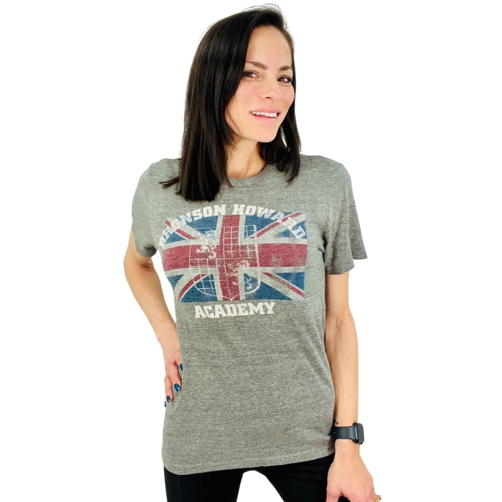 Vintage Bronson Howard Academy British Flag Union Jack Graphic Soft Gray T-Shirt - Picture 8 of 16